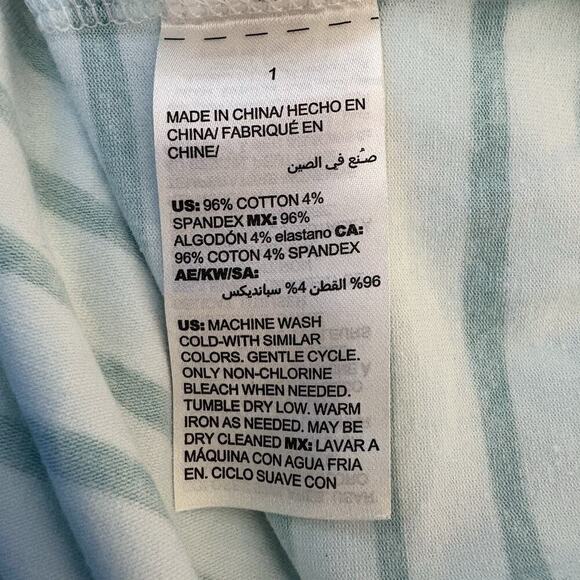 Chico’s Zenergy Sand Sun & Fun Green White‎ Stripe Shirt Top Womens Small (504) - Picture 7 of 7